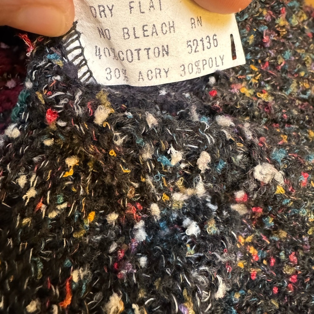 Vintage 80s Gardenia Mixed Knit Confetti Tweed Surplice Vest - Made in USA - Picture 5 of 7